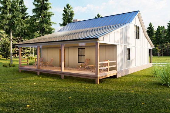 Exterior - Rear Elevation 1 for Cottage House Plan #1117-11 - 2 bed, 2.5 bath