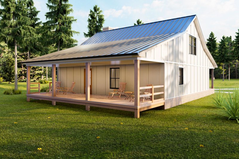 House Plan Design - Exterior - Rear Elevation 1 for Cottage House Plan #1117-11 - 2 bed, 2.5 bath