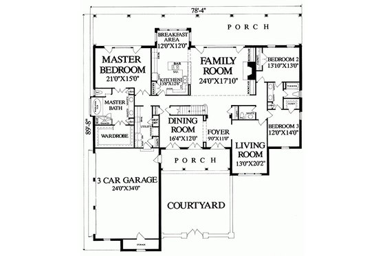 Floor Plan - Main Floor for Country House Plan #137-279 - 4 bed, 3.5 bath