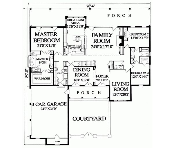Country Floor Plan - Main Floor Plan #137-279