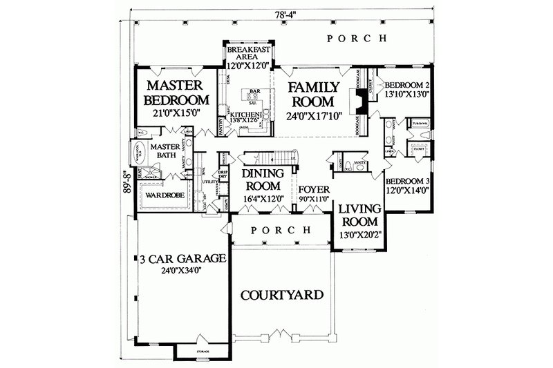 Dream House Plan - Floor Plan - Main Floor for Country House Plan #137-279 - 4 bed, 3.5 bath