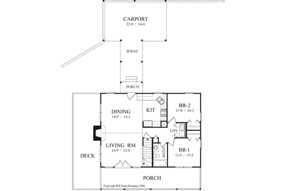 Floor Plan - Main Floor for Country House Plan #71-142 - 3 bed, 2 bath