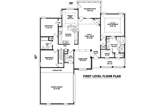 Floor Plan - Main Floor for Traditional House Plan #81-894 - 3 bed, 2 bath