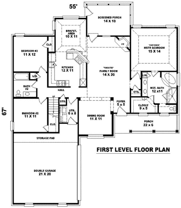Floor Plan - Main Floor for Traditional House Plan #81-894 - 3 bed, 2 bath