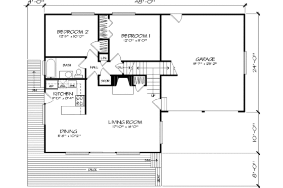 Floor Plan - Main Floor for Cabin House Plan #320-297 - 5 bed, 2 bath