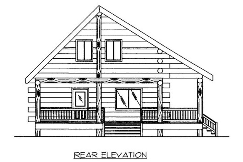 House Plan Design - Exterior - Rear Elevation for Log House Plan #117-598 - 1 bed, 1 bath