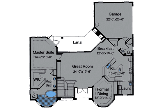 Floor Plan - Main Floor for European House Plan #115-133 - 3 bed, 2.5 bath
