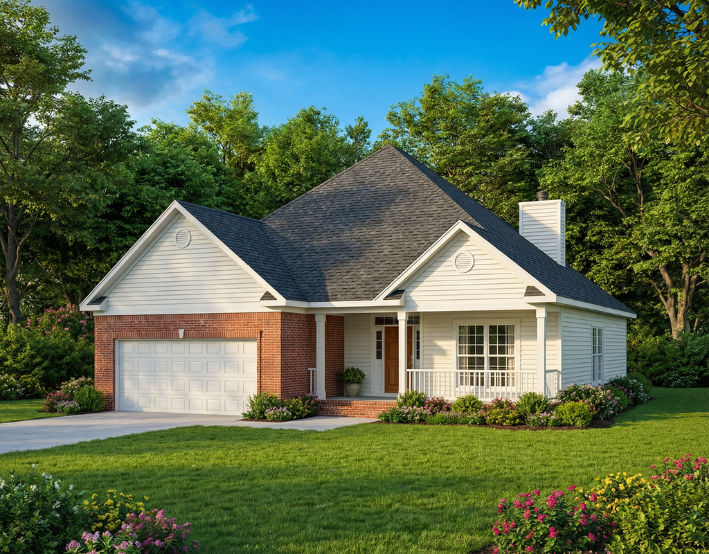 Exterior - Front Elevation 2 for Country House Plan #17-181 - 3 bed, 2 bath