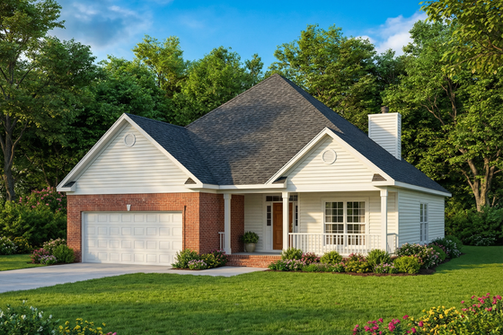 Exterior - Front Elevation for Country House Plan #17-181 - 3 bed, 2 bath