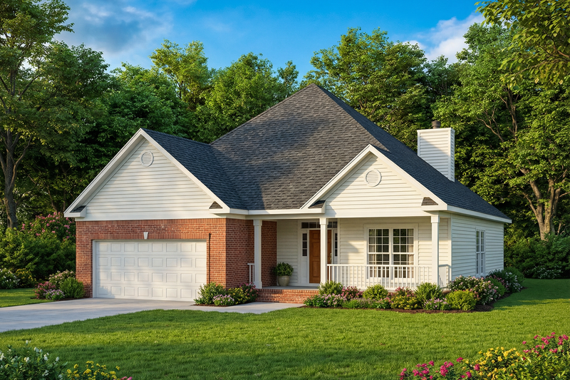 Exterior - Front Elevation 2 for Country House Plan #17-181 - 3 bed, 2 bath