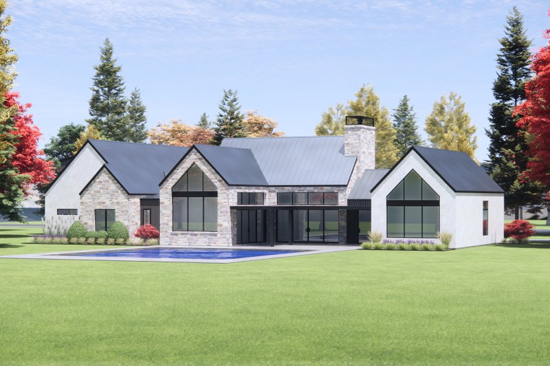 Dream House Plan - Exterior - Rear Elevation 1 for Modern House Plan #1096-13 - 4 bed, 4.5 bath