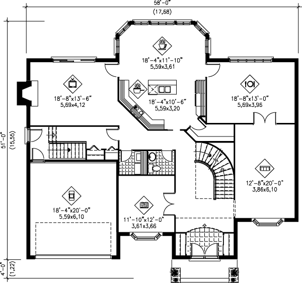 European Floor Plan - Main Floor Plan #25-2078