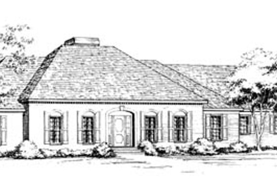 Exterior - Front Elevation for European House Plan #10-262 - 5 bed, 3.5 bath