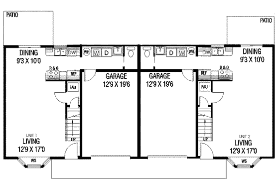 Floor Plan - Main Floor for Traditional House Plan #60-616 - 2 bed, 1.5 bath