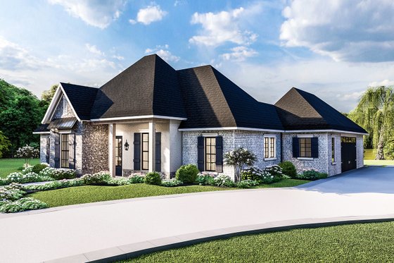 Exterior - Front Elevation 3 for Country House Plan #406-9658 - 4 bed, 2.5 bath