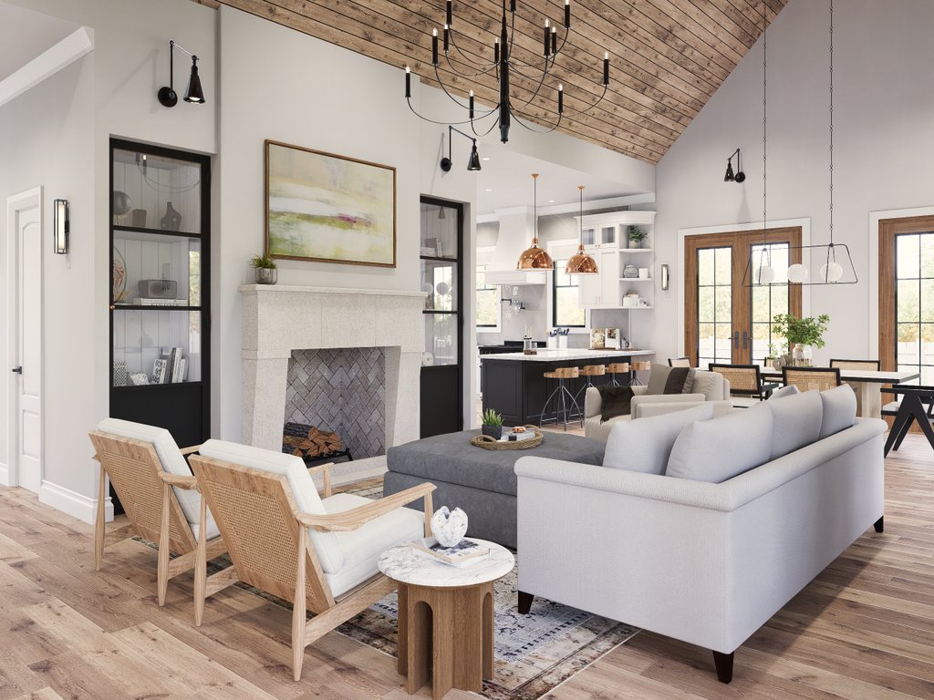 Interior - Family Room for Farmhouse House Plan #119-476 - 3 bed, 2.5 bath