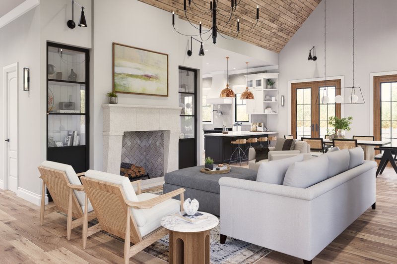 Dream House Plan - Interior - Family Room for Farmhouse House Plan #119-476 - 3 bed, 2.5 bath