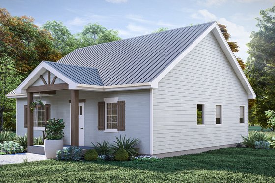Exterior - Rear Elevation 1 for Traditional House Plan #455-468 - 2 bed, 1 bath