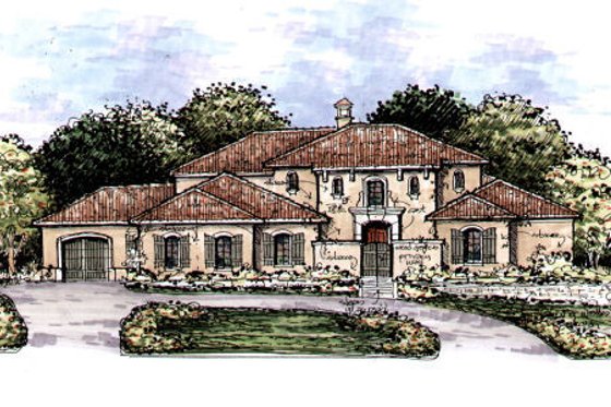 Exterior - Front Elevation for Mediterranean House Plan #141-332 - 4 bed, 4.5 bath