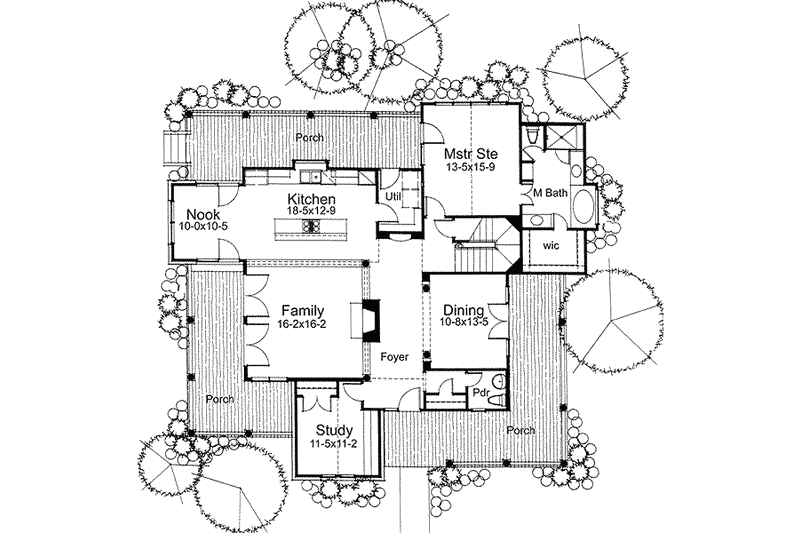 House Blueprint - Floor Plan - Main Floor for Farmhouse House Plan #120-118 - 3 bed, 3 bath