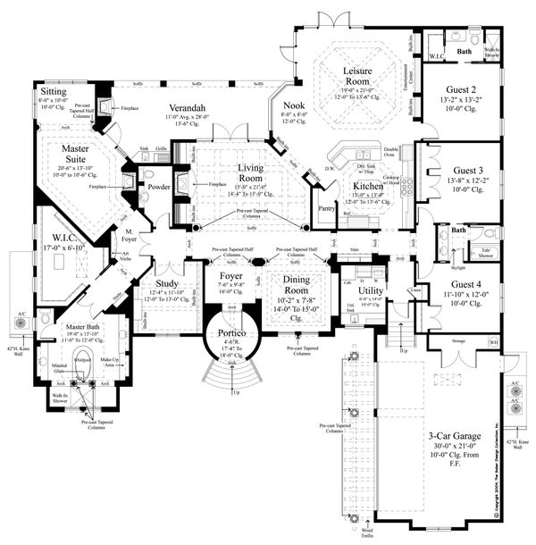 House Plan Design - Mediterranean Floor Plan - Main Floor Plan #930-478