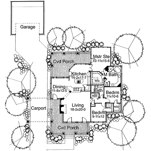 House Design - 1600 square foot craftsman plan with large front porch and outdoor living and entertaining spaces.