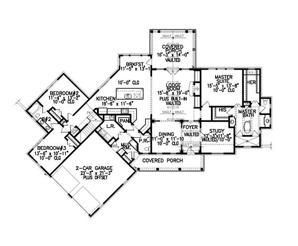 House Blueprint - Farmhouse Floor Plan - Main Floor Plan #54-384