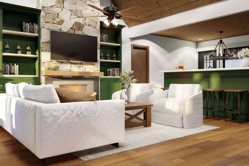 House Blueprint - Interior - Family Room 1 for Craftsman House Plan #17-2259 - 3 bed, 1.5 bath