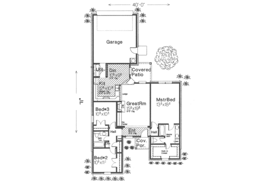 Floor Plan - Main Floor for Southern House Plan #310-285 - 3 bed, 2 bath