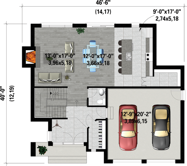 House Blueprint - Contemporary Floor Plan - Main Floor Plan #25-4884