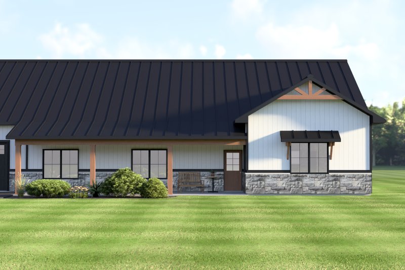 House Blueprint - Exterior - Covered Porch 1 for Barndominium House Plan #1064-452 - 6 bed, 4.5 bath