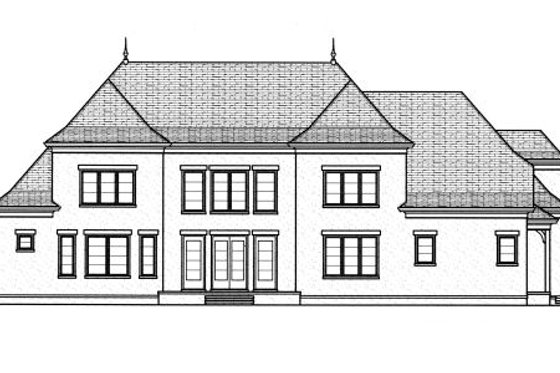 Exterior - Rear Elevation for European House Plan #413-817 - 5 bed, 4 bath