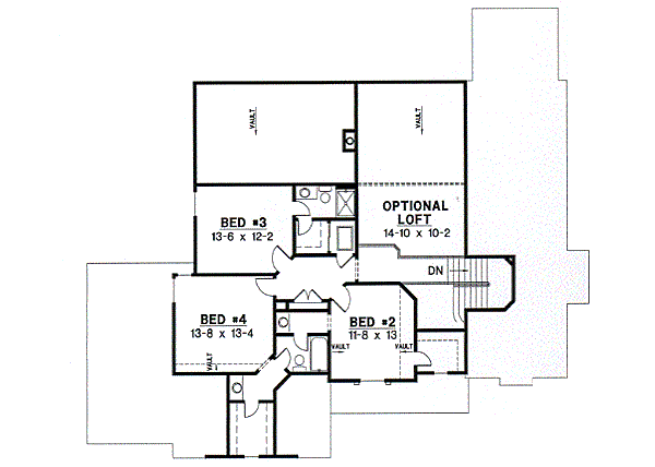 Traditional Floor Plan - Upper Floor Plan #67-422