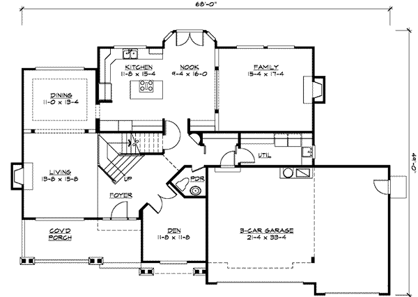 Craftsman Floor Plan - Main Floor Plan #132-142