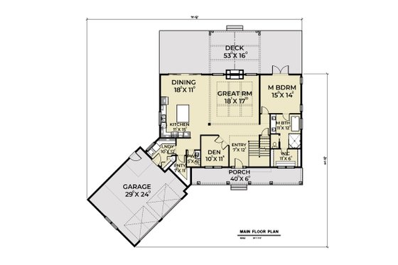 Floor Plan - Main Floor for Contemporary House Plan #1070-81 - 4 bed, 2.5 bath