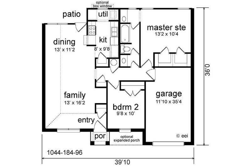 House Blueprint - Floor Plan - Main Floor for Cottage House Plan #84-101 - 2 bed, 1 bath