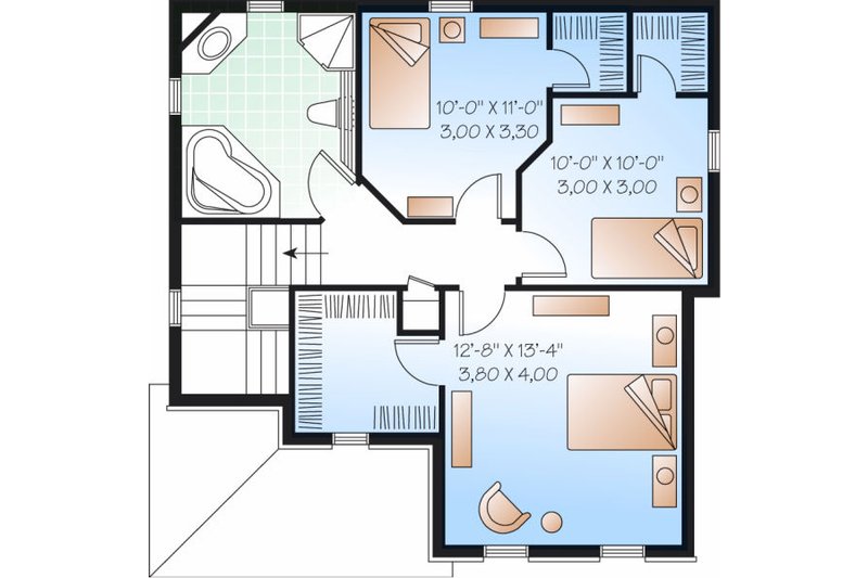 Home Plan - Floor Plan - Upper Floor for Traditional House Plan #23-737 - 3 bed, 1.5 bath