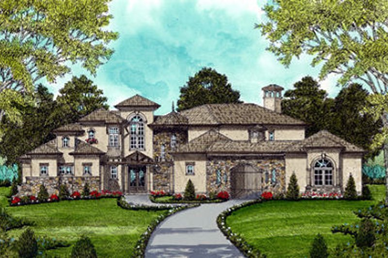 Dream House Plan - Mediterranean Exterior - Front Elevation Plan #413-134