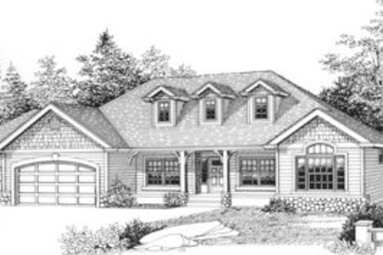 Exterior - Front Elevation for Ranch House Plan #53-303 - 4 bed, 3.5 bath