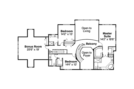 Floor Plan - Upper Floor for Colonial House Plan #124-355 - 4 bed, 4.5 bath