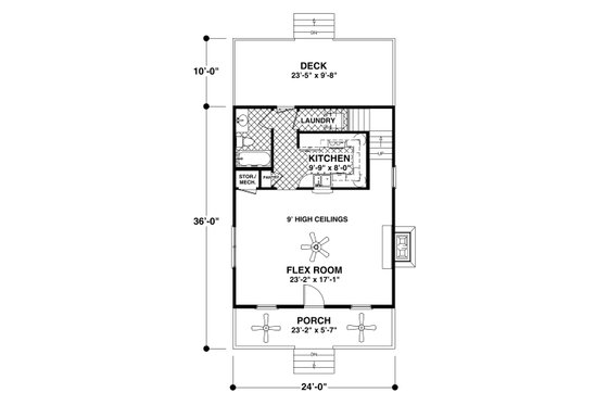 Floor Plan - Main Floor for Craftsman House Plan #56-721 - 1 bed, 2 bath