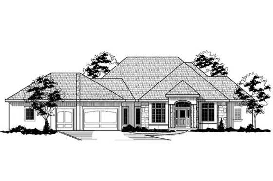 Exterior - Front Elevation for European House Plan #67-888 - 5 bed, 3.5 bath