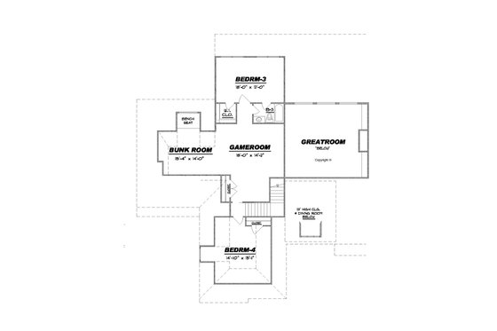 Floor Plan - Upper Floor for European House Plan #34-240 - 4 bed, 3.5 bath