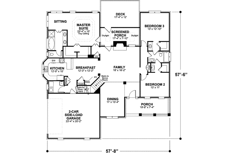 Dream House Plan - Floor Plan - Main Floor for Traditional House Plan #56-234 - 3 bed, 2 bath