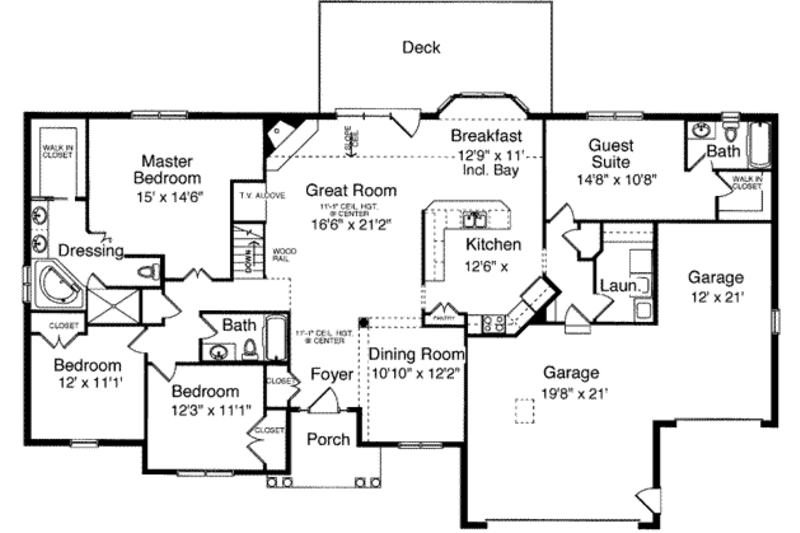 Traditional Style House Plan - 4 Beds 3 Baths 2253 Sq Ft Plan #46-386 