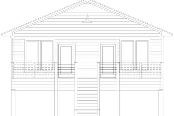 Exterior - Rear Elevation for Beach House Plan #932-1037 - 3 bed, 2 bath