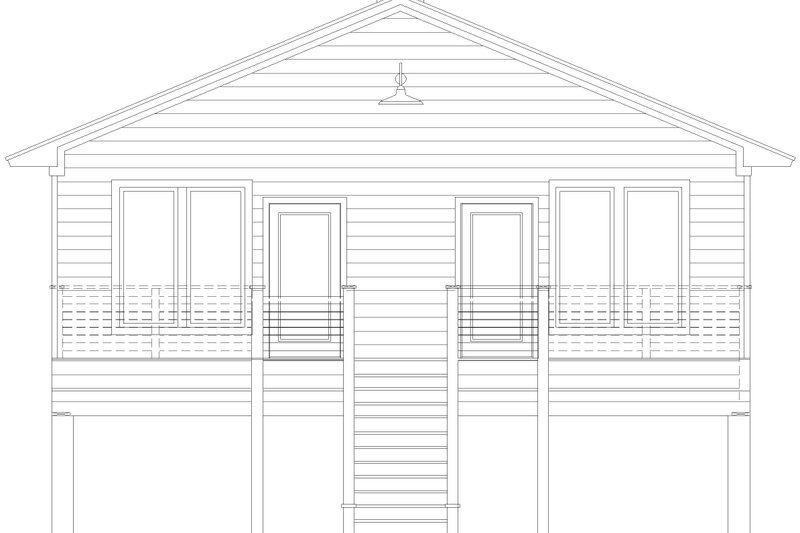 House Design - Exterior - Rear Elevation for Beach House Plan #932-1037 - 3 bed, 2 bath