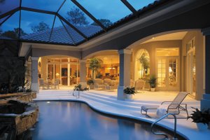 Exterior - Rear Elevation for Mediterranean House Plan #930-100 - 3 bed, 3.5 bath