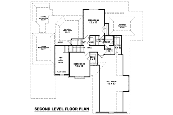 Floor Plan - Upper Floor for European House Plan #81-1580 - 4 bed, 3.5 bath
