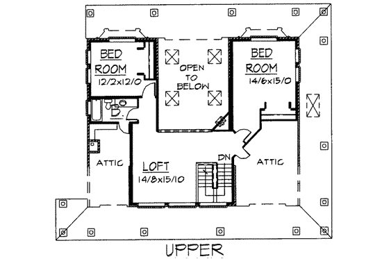 Floor Plan - Upper Floor for Country House Plan #303-333 - 4 bed, 3.5 bath